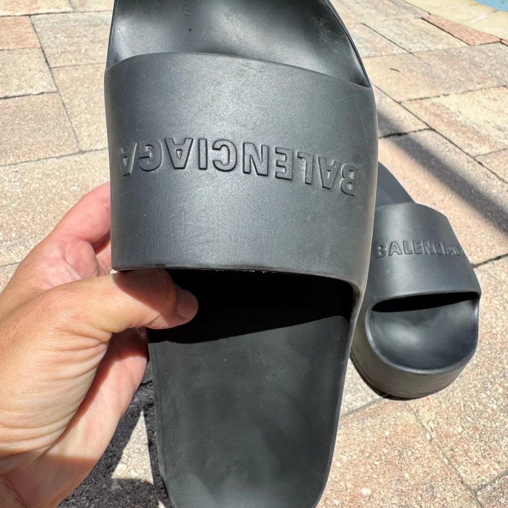 Balenciaga Black Platform Slide Sandals